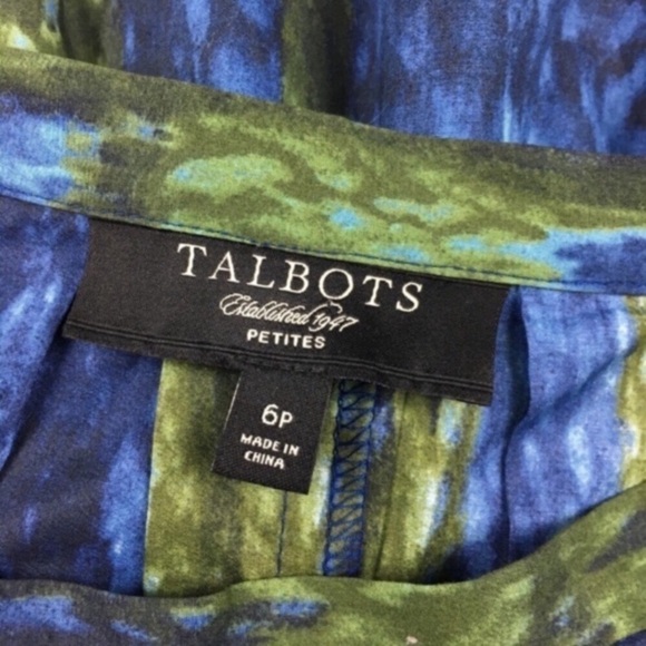 TALBOTS Skirt A Line Watercolor Tie Dye Stripe Blue Green Summer Petite Size 6P - Picture 4 of 6
